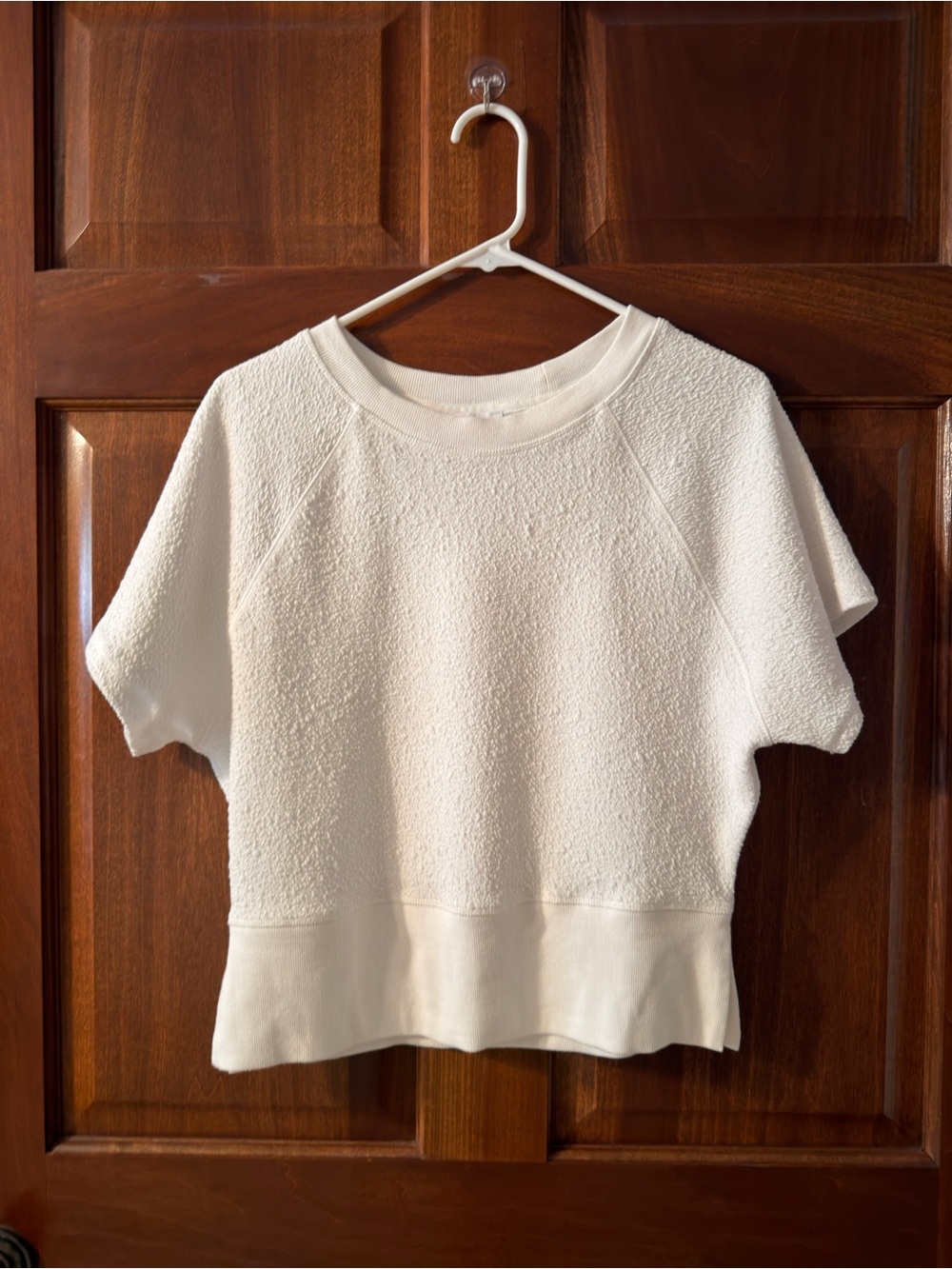 SUNDAYSWomen's Cream Short-Sleeve Textured Sweatshirt and Skirt Set XS